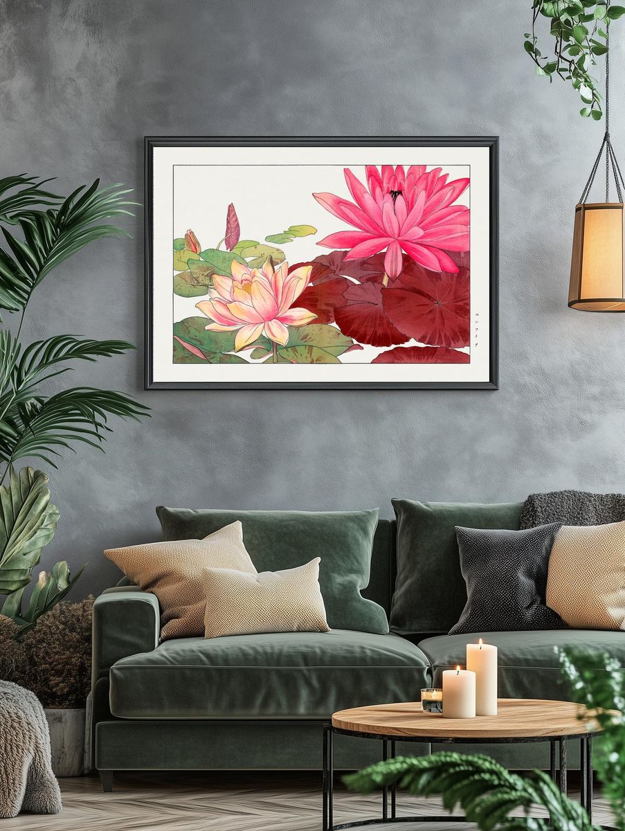 Nymphaea lotus, Japanese woodblock art. — room view 4