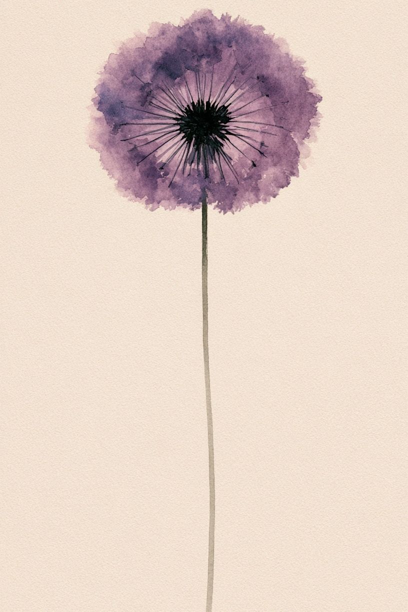 Purple Dandelion Watercolor Poster. poster — botanical art
