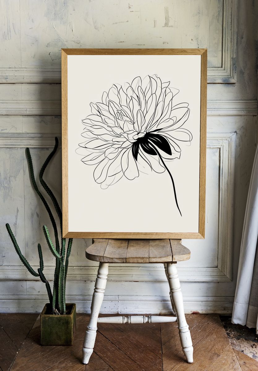 Minimal Floral Line Art Poster. room preview