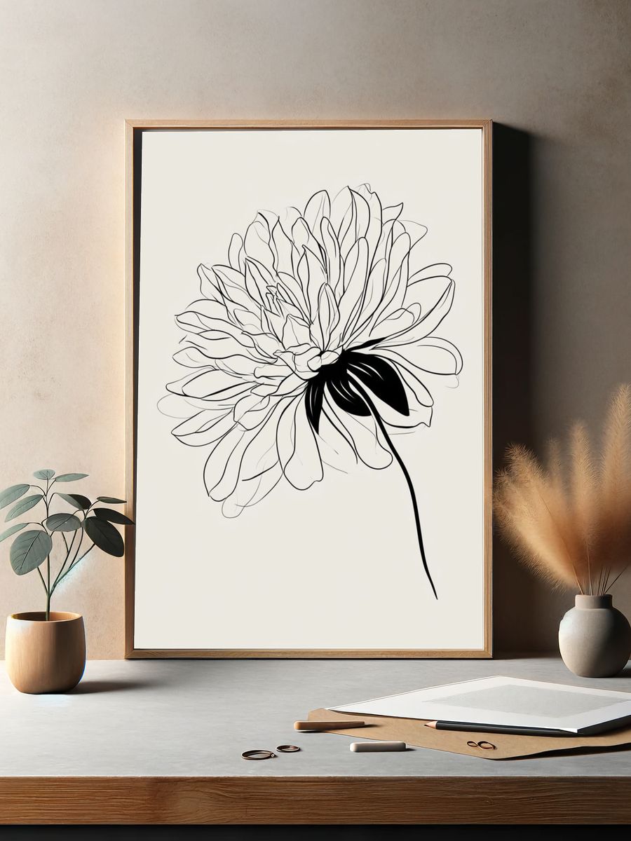 Minimal Floral Line Art Poster. — room view 2