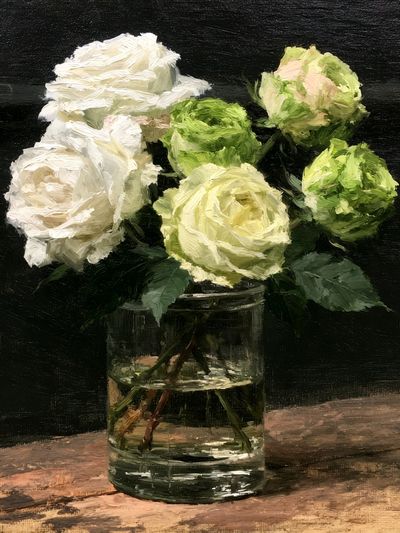 White Roses Still Life Print.