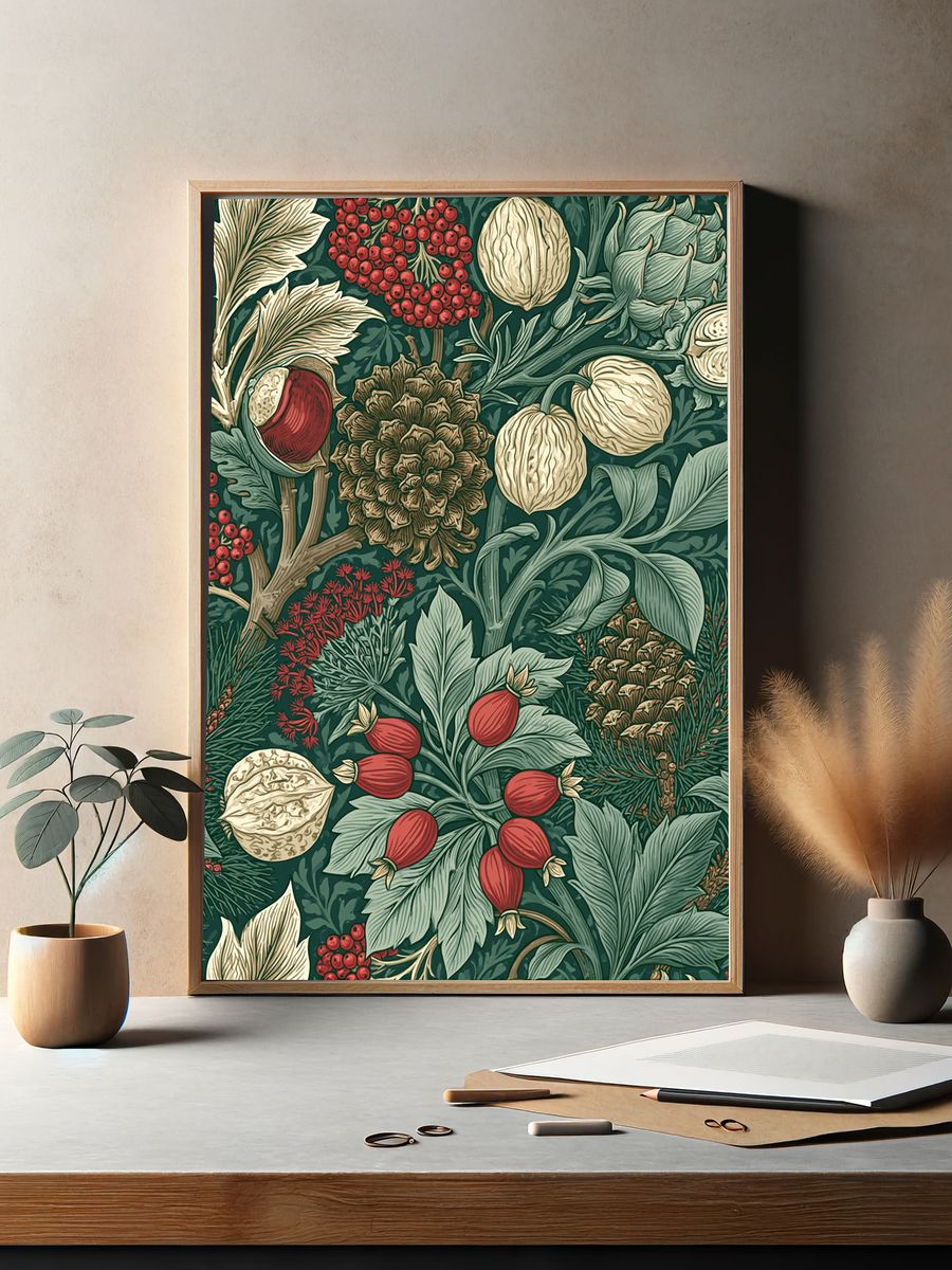 Winter Botanical Pattern Poster. — room view 2