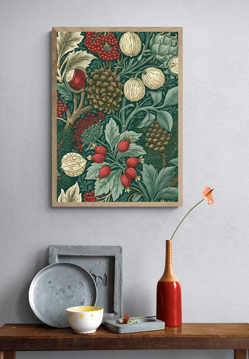 Winter Botanical Pattern Poster. — room view 3