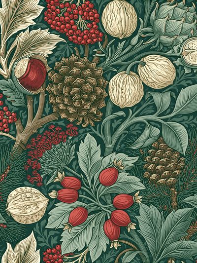 Winter Botanical Pattern Poster.