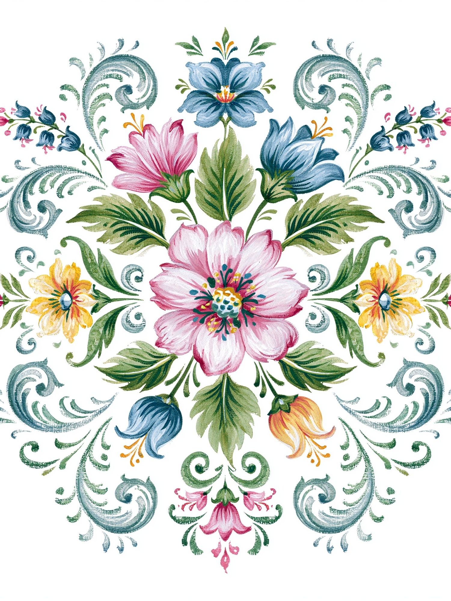 Floral Mandala Watercolor Print. poster — botanical art