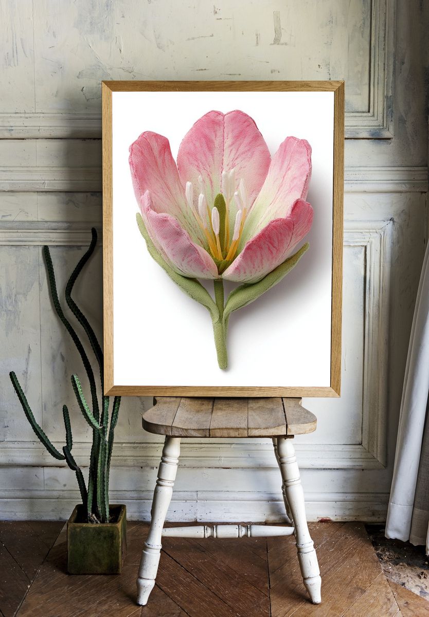 Pink Tulip Botanical Print. — room view 1