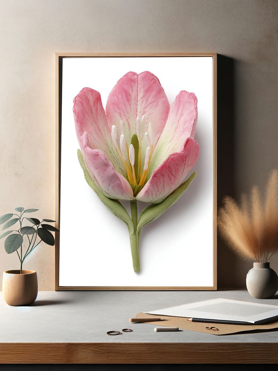 Pink Tulip Botanical Print. — room view 2