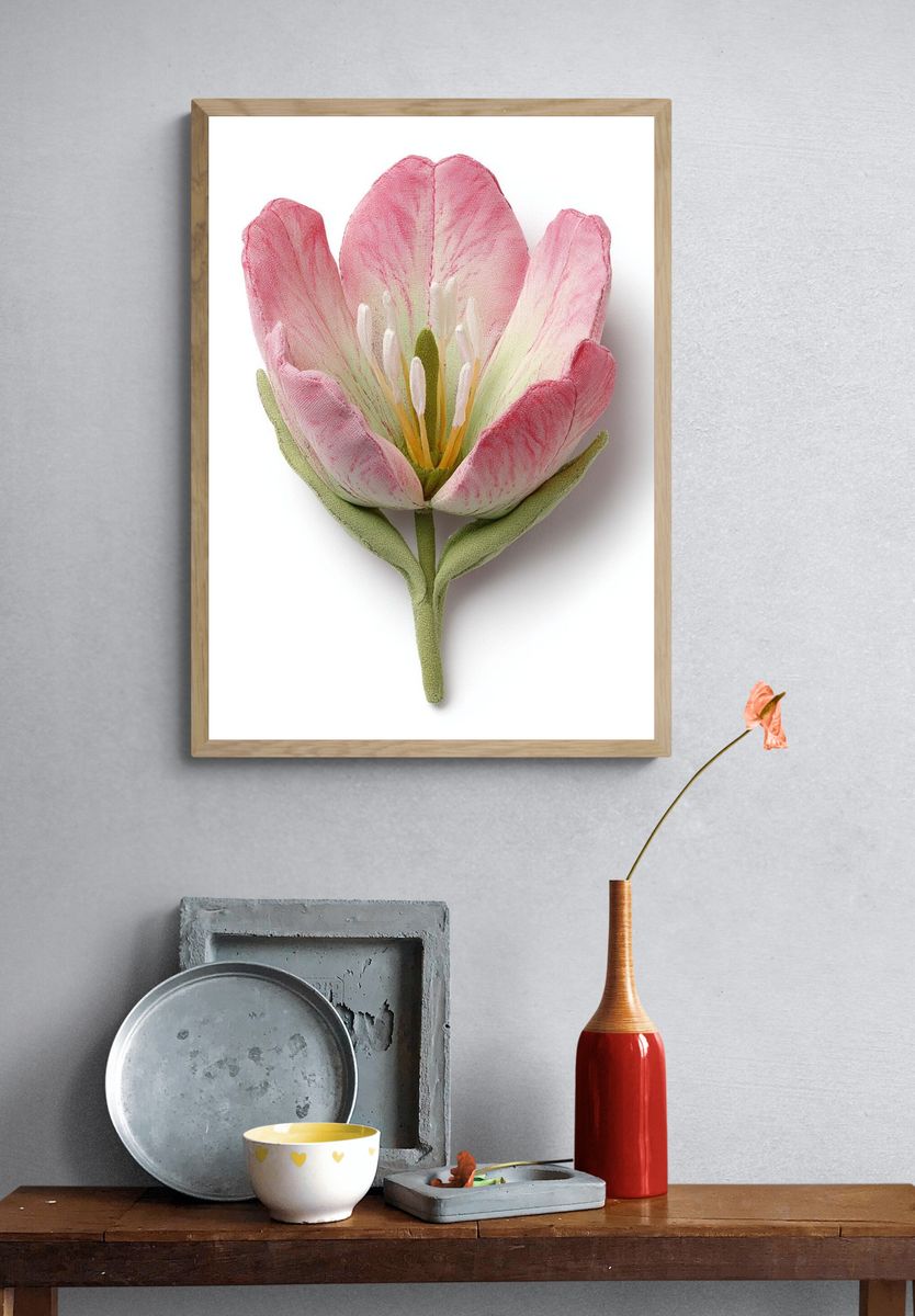 Pink Tulip Botanical Print. — room view 3
