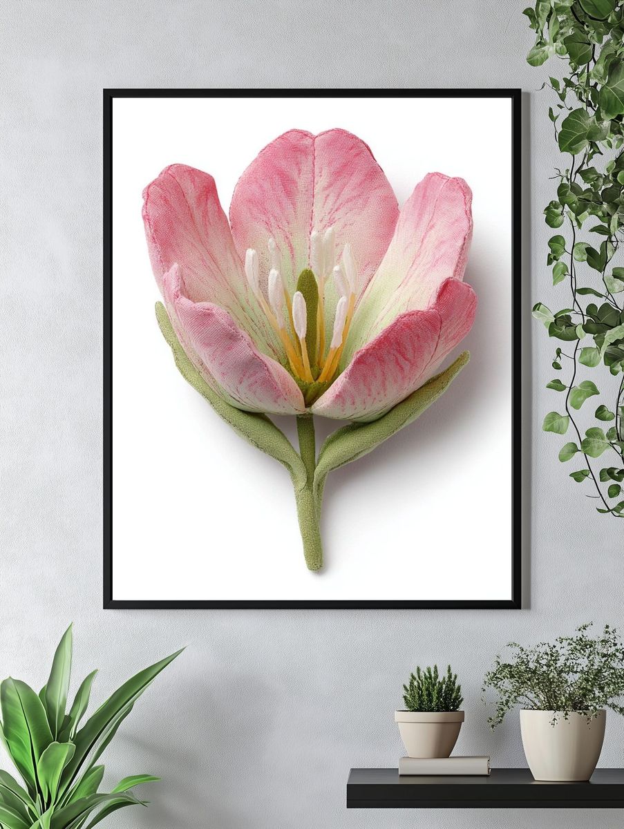 Pink Tulip Botanical Print. — room view 4