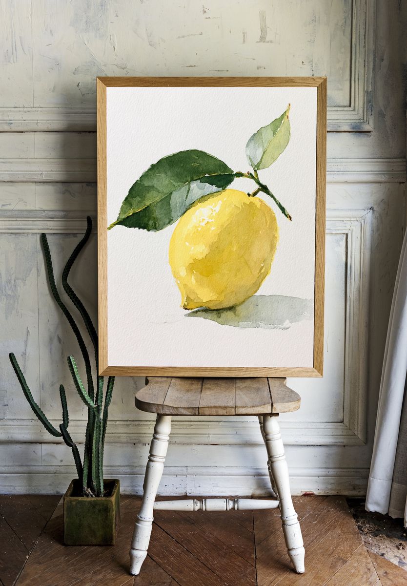 Lemon Watercolor Poster. room preview