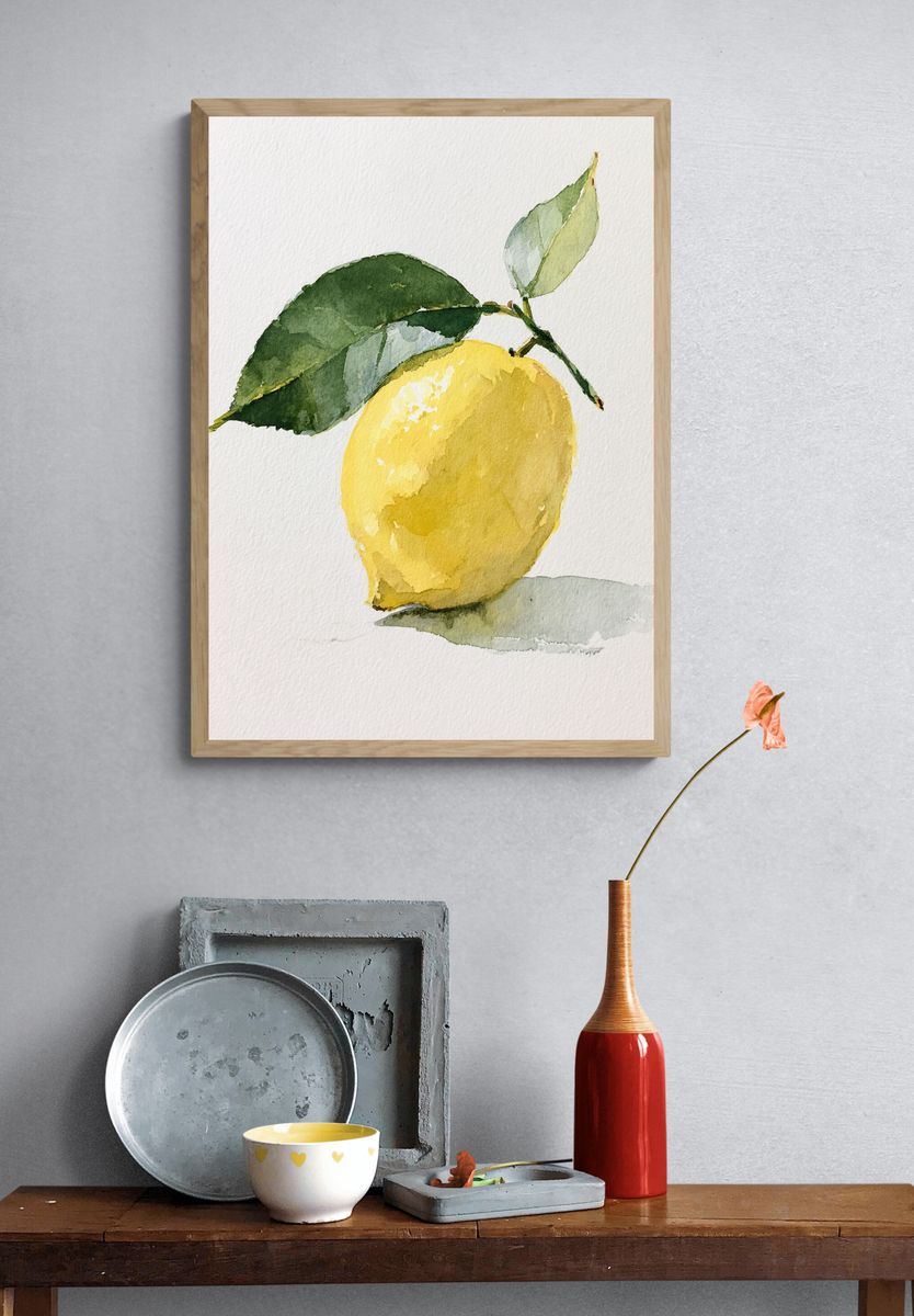 Lemon Watercolor Poster. — room view 3