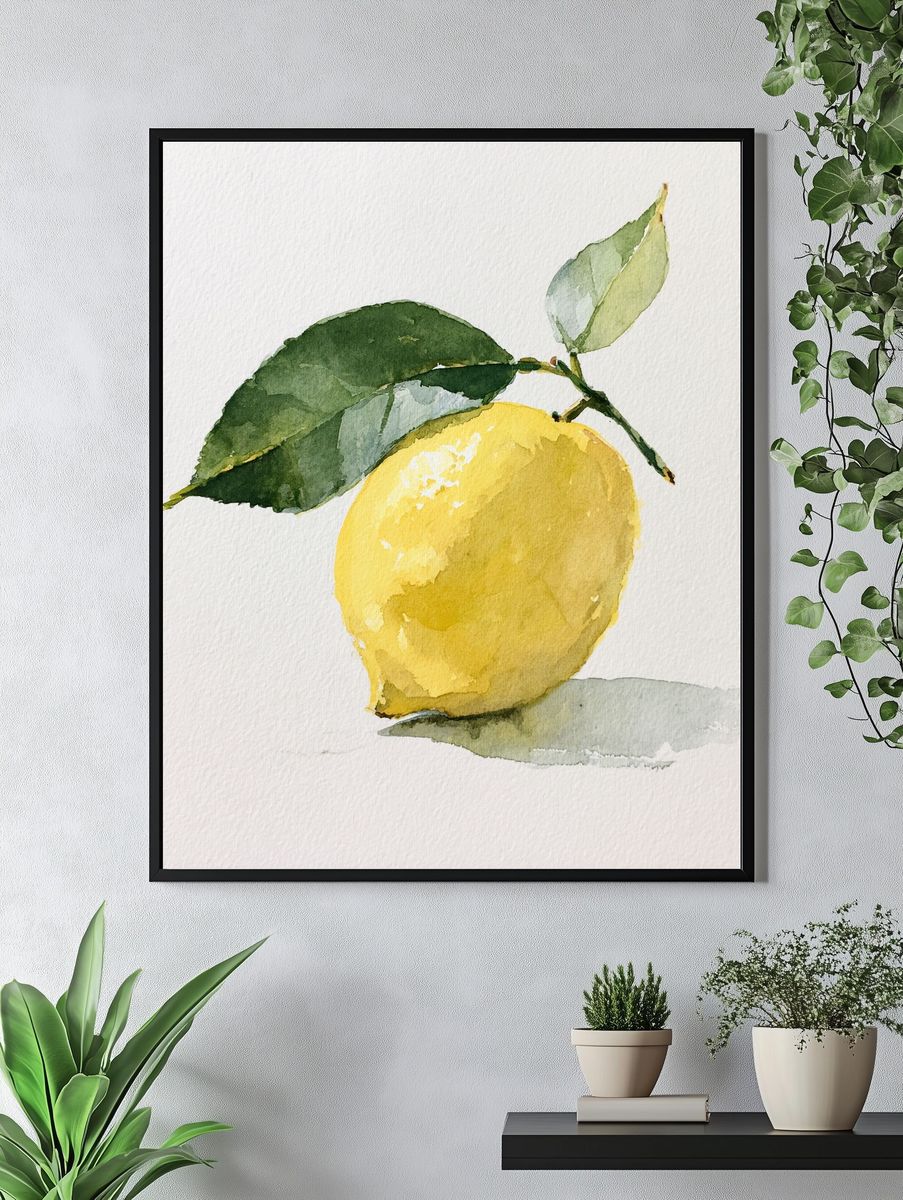 Lemon Watercolor Poster. — room view 4
