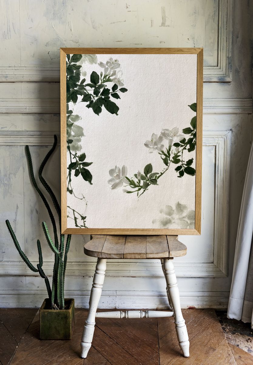 White Blossom Botanical Print. — room view 1