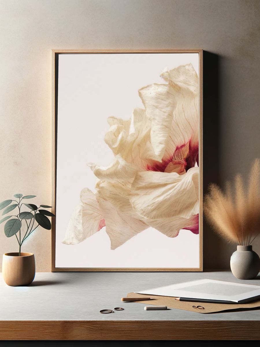 Dried anemone flower beige background. — room view 2