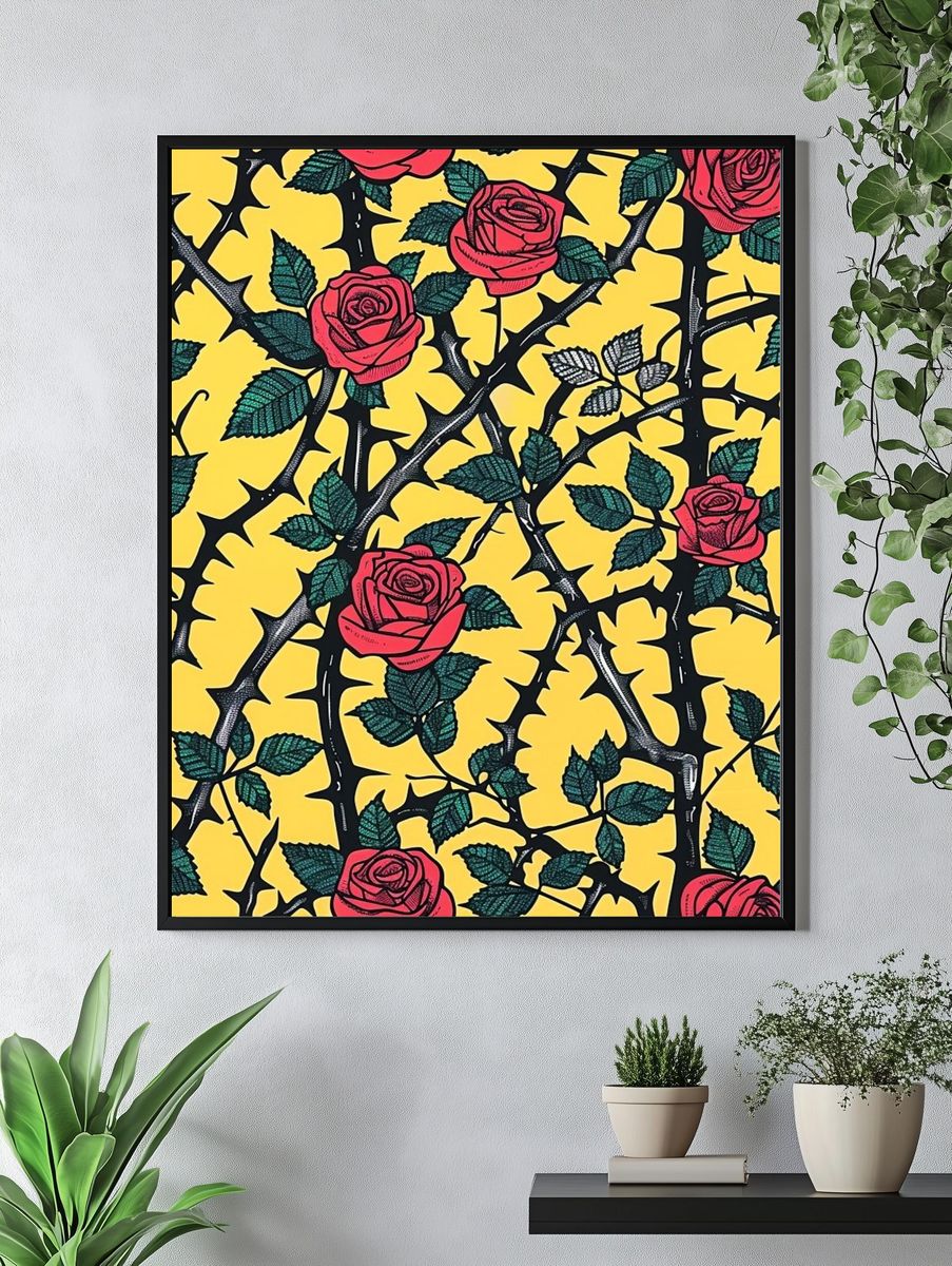Thorned Roses Botanical Print. — room view 4