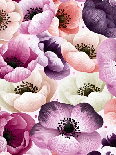 Blush Anemone Floral Illustration Poster.