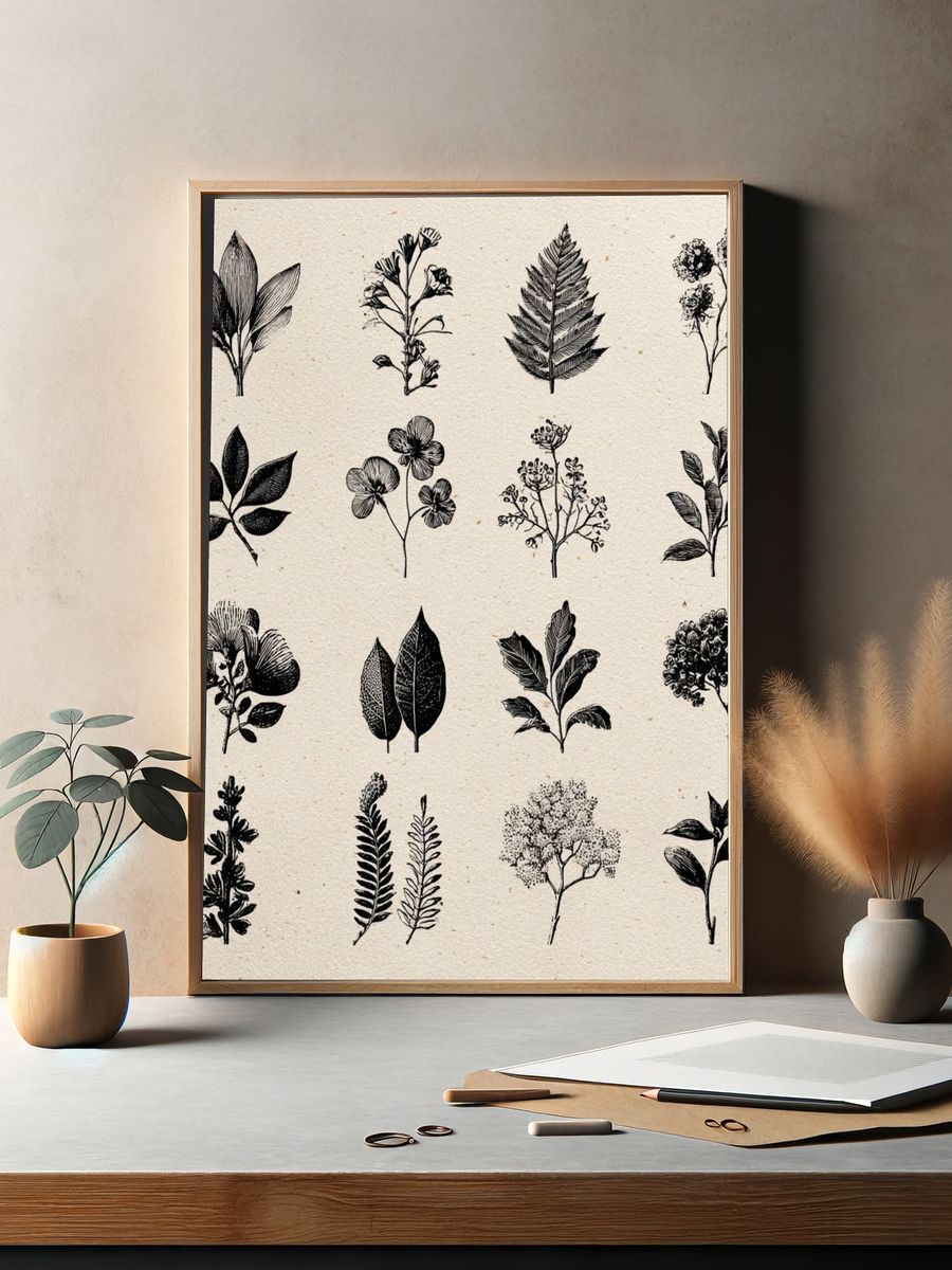 Botanical Ink Study Poster. — room view 2