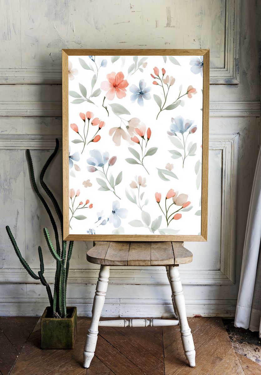Pastel Wildflower Watercolor Print. — room view 1