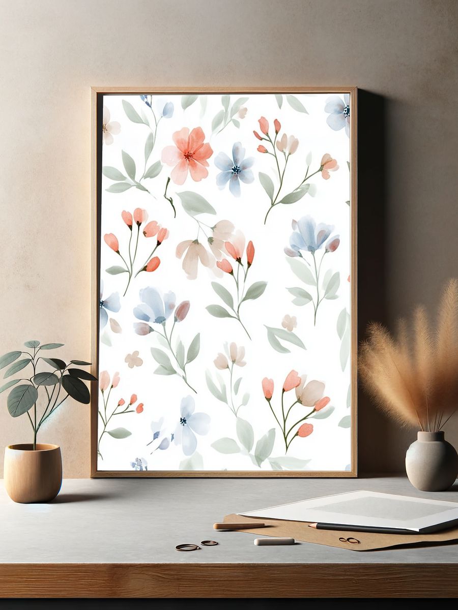 Pastel Wildflower Watercolor Print. — room view 2