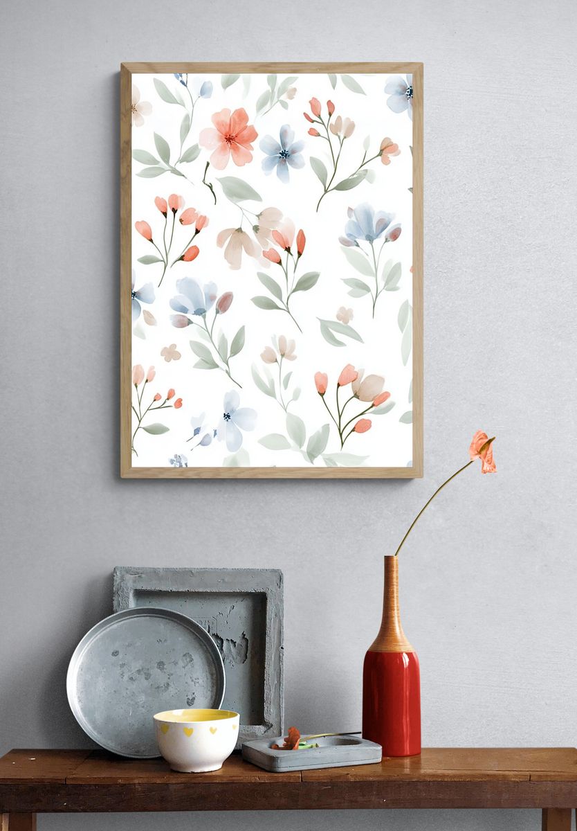 Pastel Wildflower Watercolor Print. — room view 3