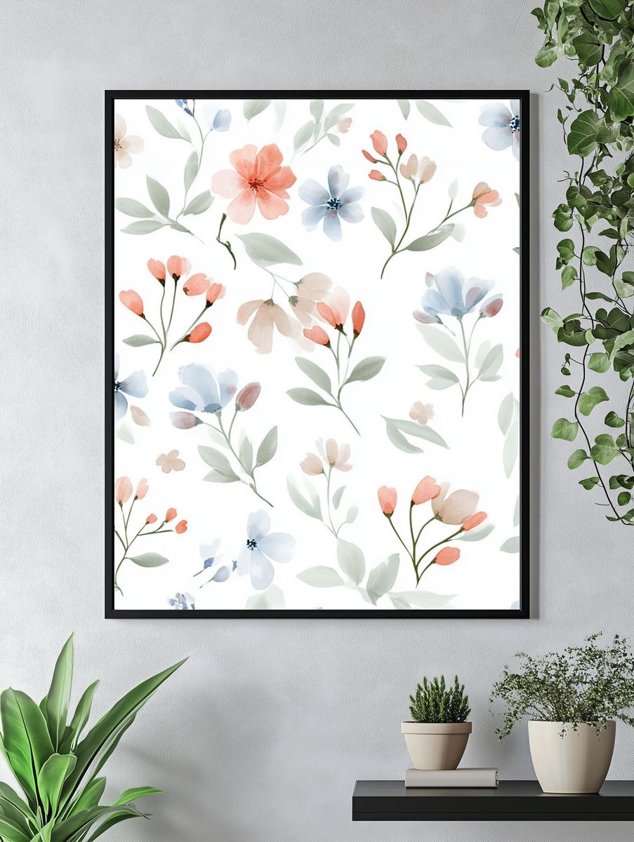 Pastel Wildflower Watercolor Print. — room view 4