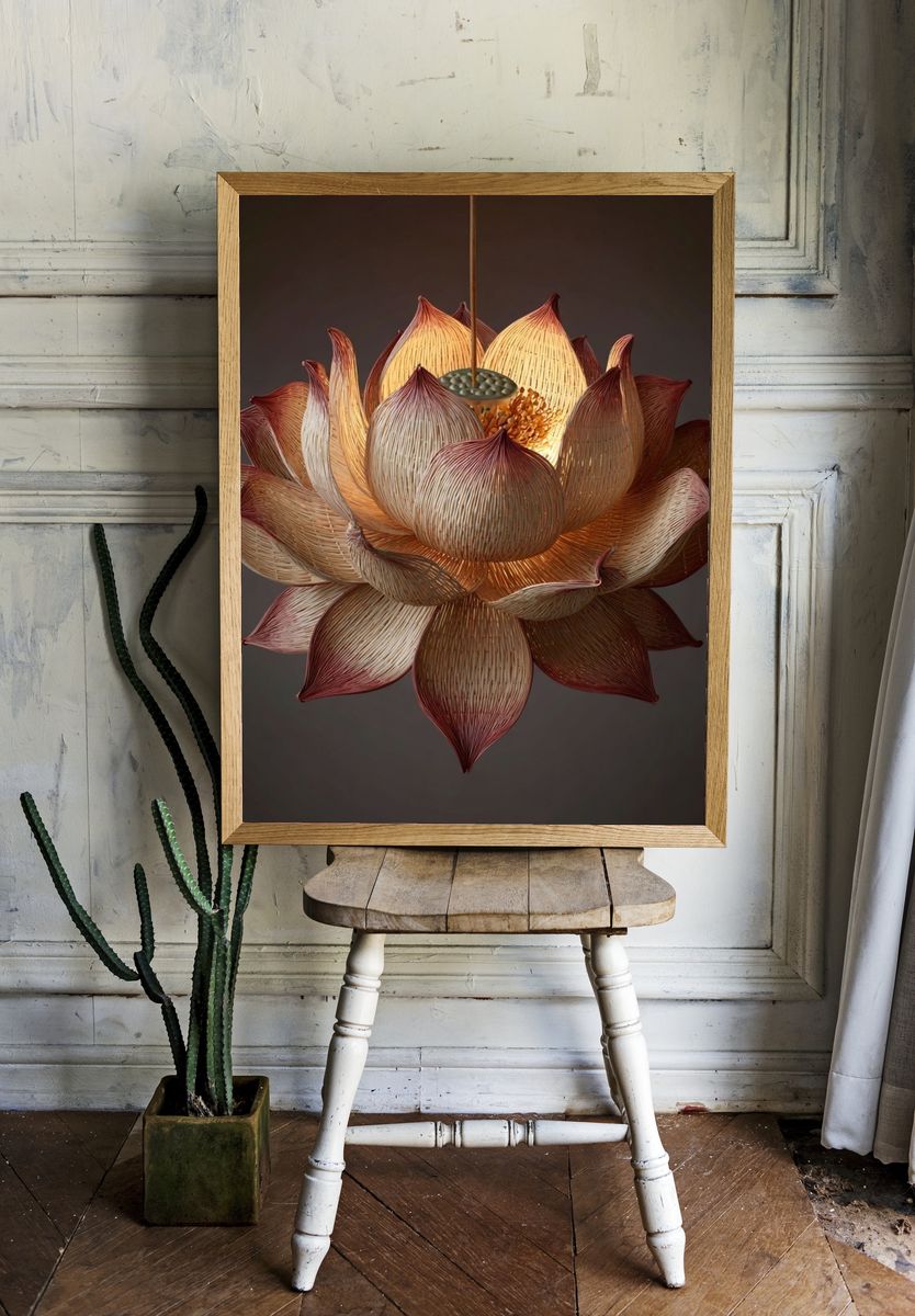 Lotus Bloom Lantern Print. — room view 1