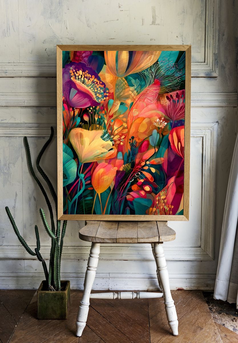Tropical Bloom Abstract Poster. — room view 1