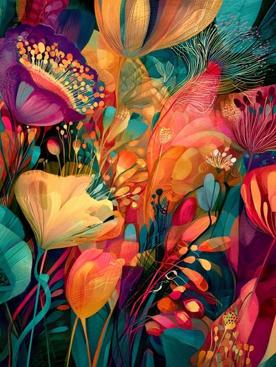 Tropical Bloom Abstract Poster.