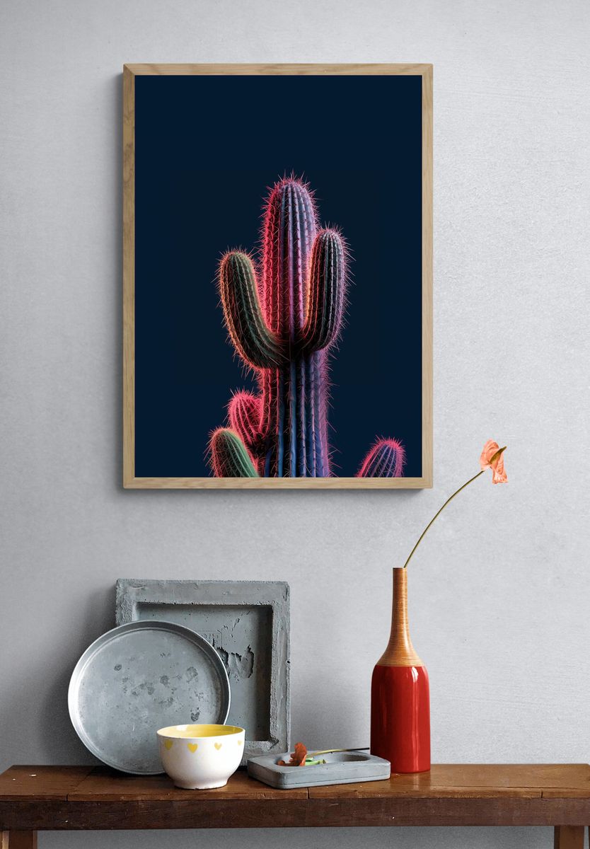 Neon Cactus Botanical Print. — room view 3
