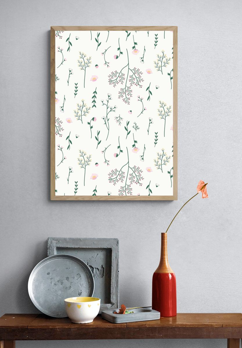 Lavender Bouquet Oil Painting Poster. — room view 3