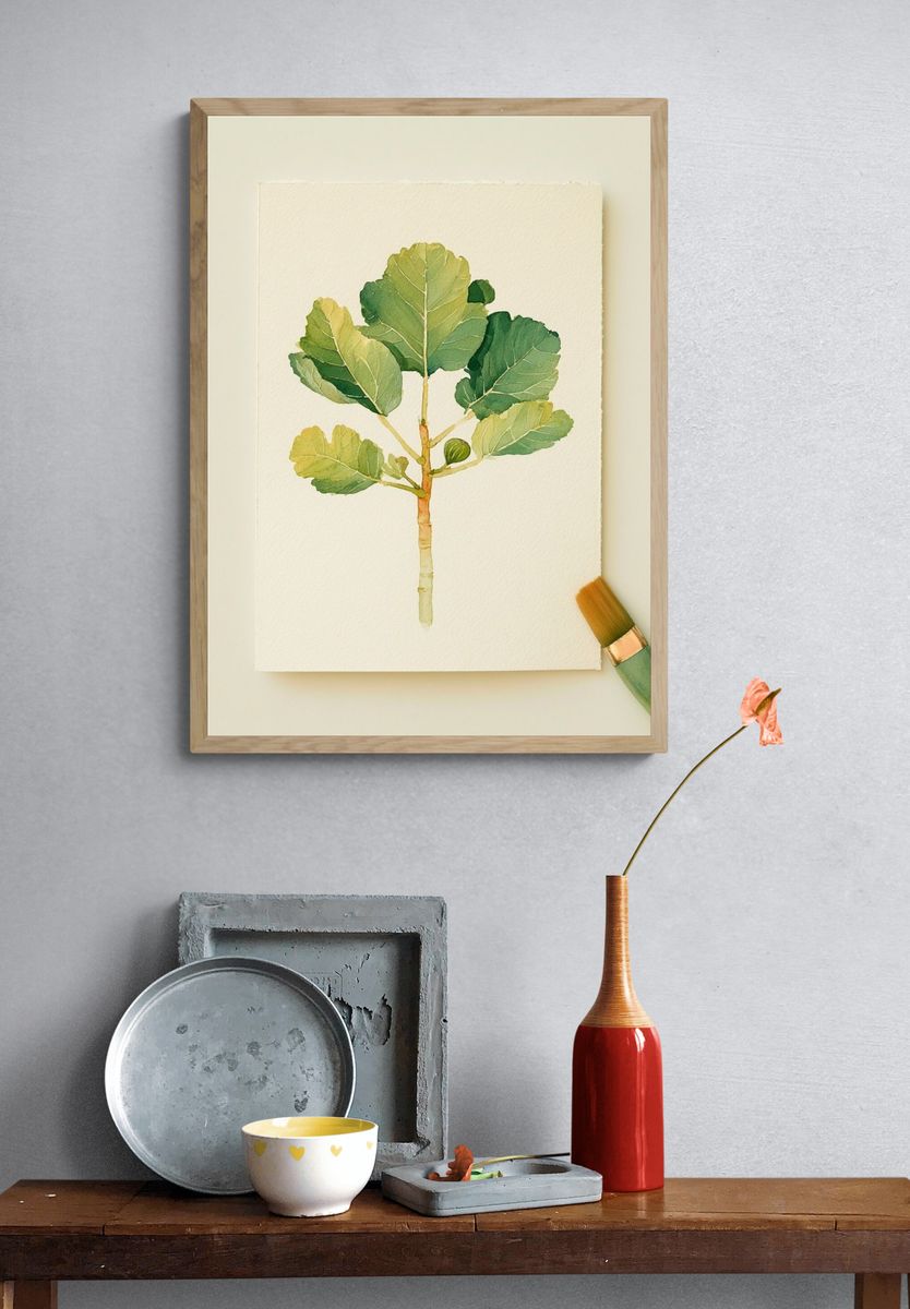 Fig Leaf Watercolor Print. — room view 3