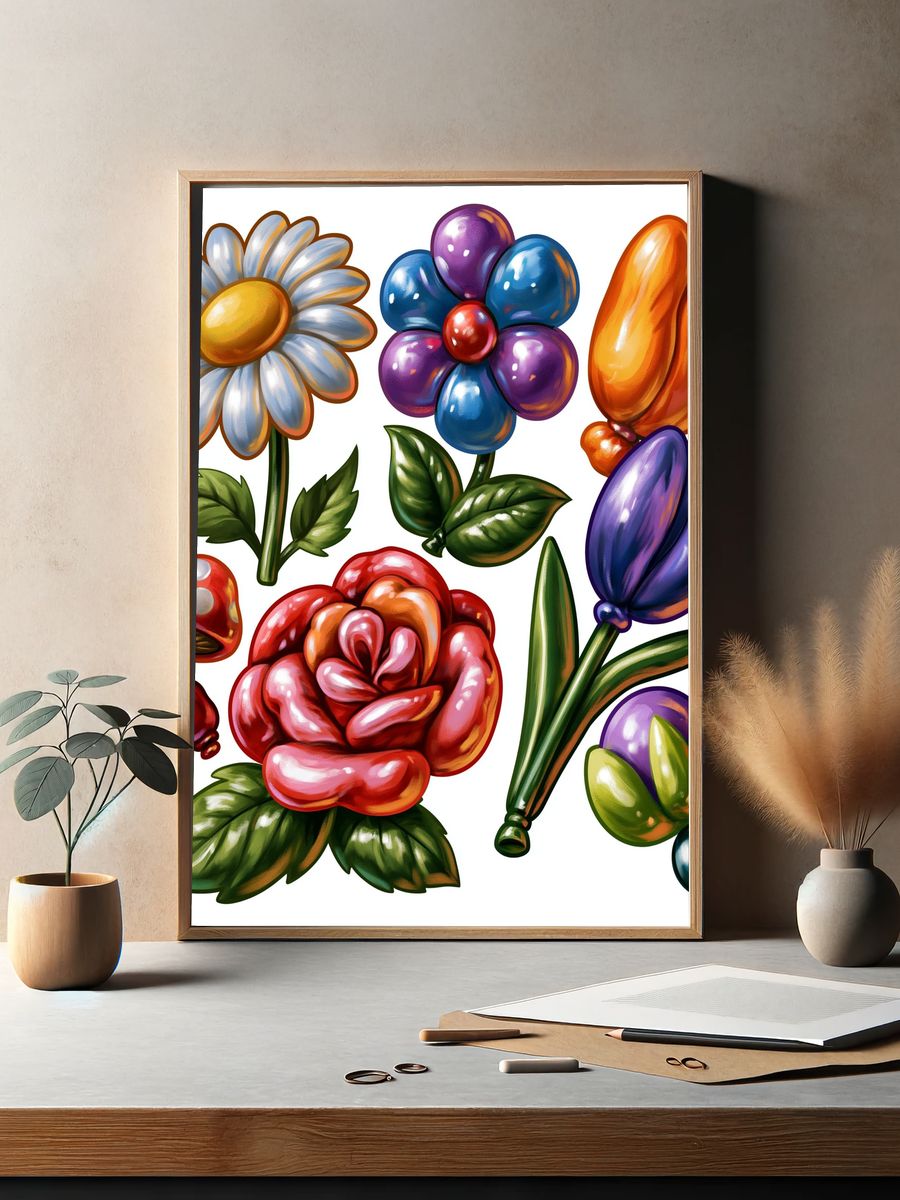 Whimsical Floral Bouquet Print. — room view 2