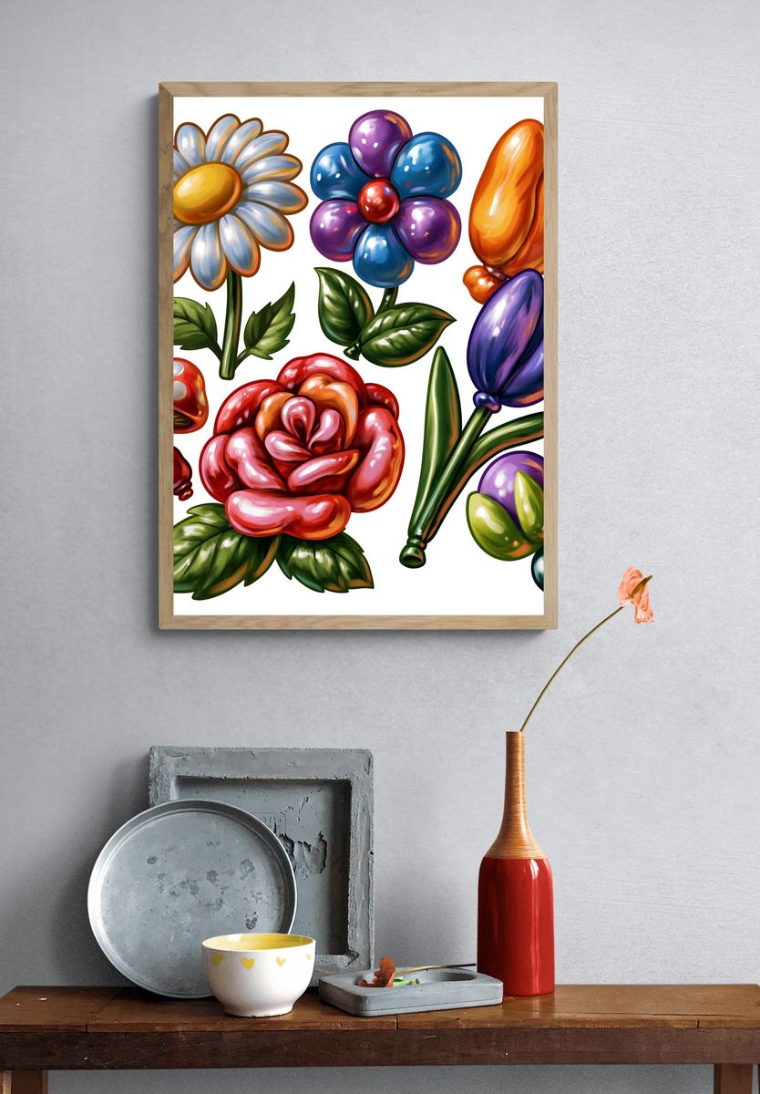 Whimsical Floral Bouquet Print. — room view 3