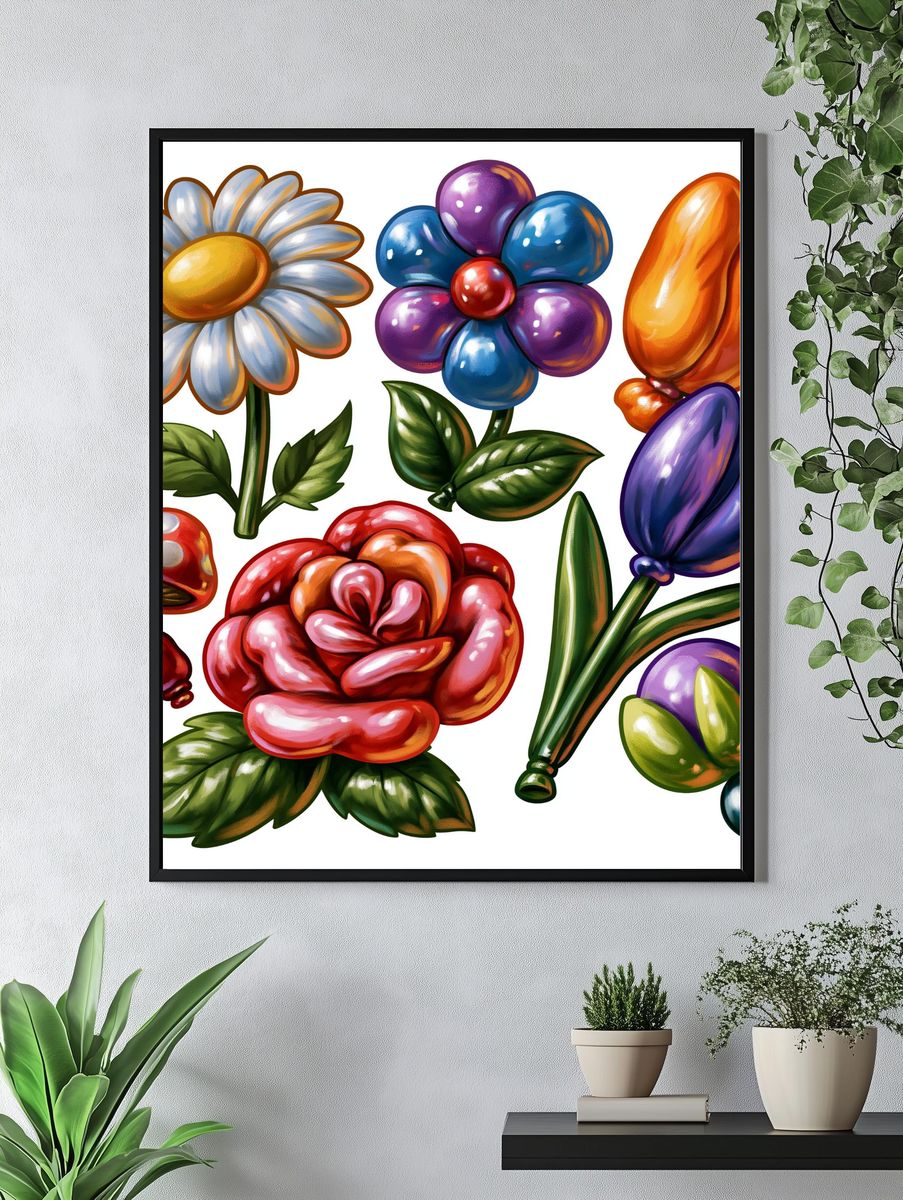 Whimsical Floral Bouquet Print. — room view 4