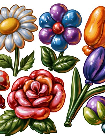 Whimsical Floral Bouquet Print.