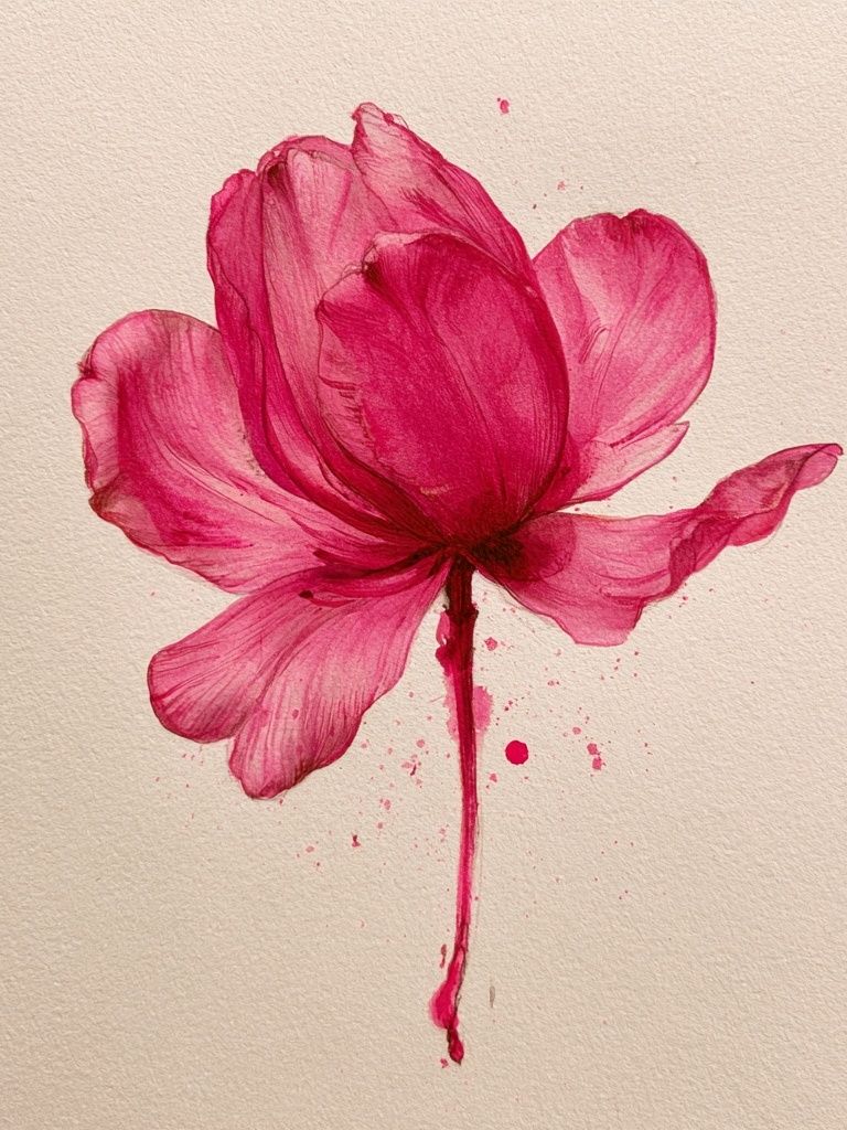 Pink Bloom Watercolor Print. poster — botanical art