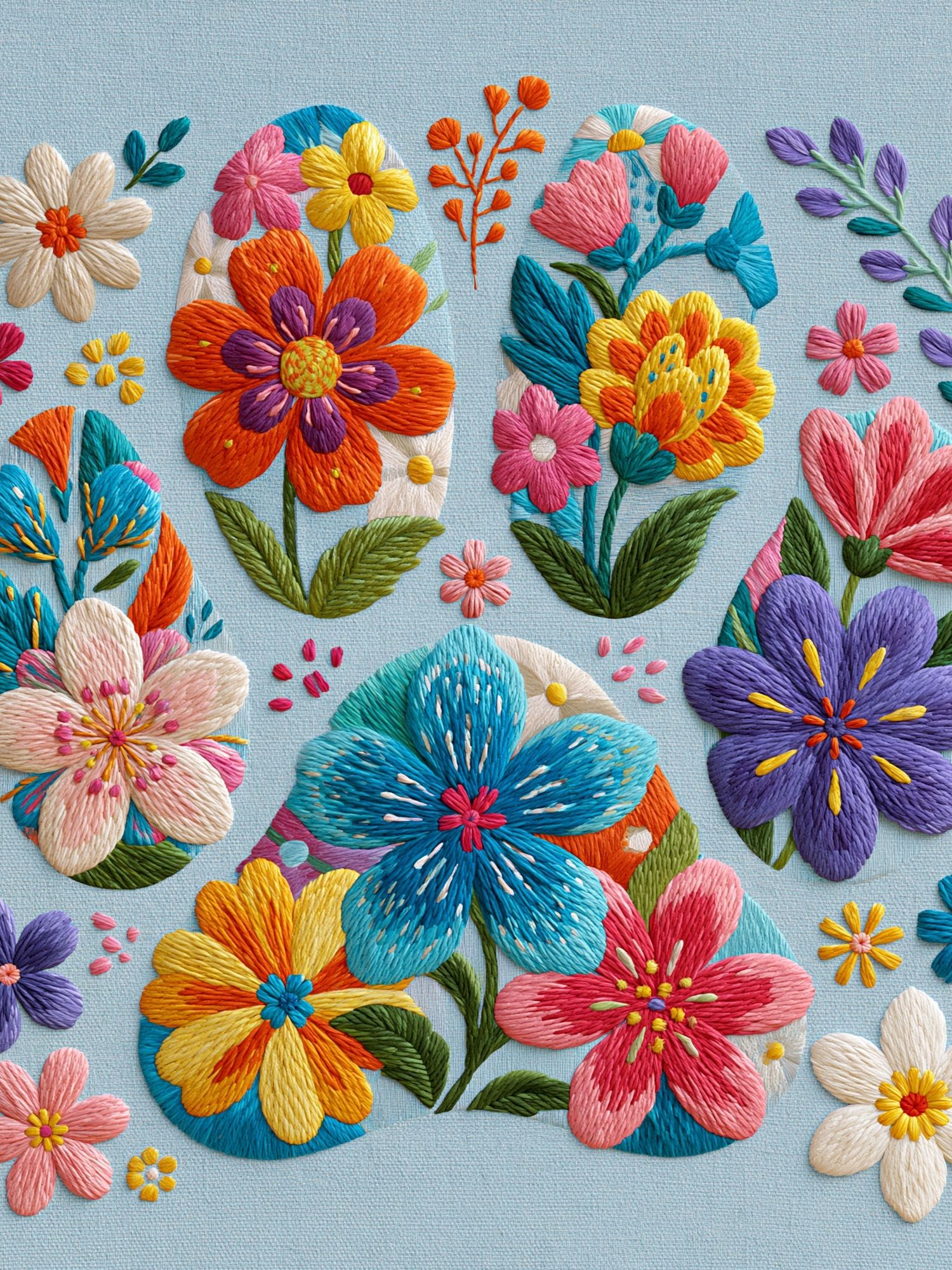 Embroidered Floral Bouquet Print. poster detail