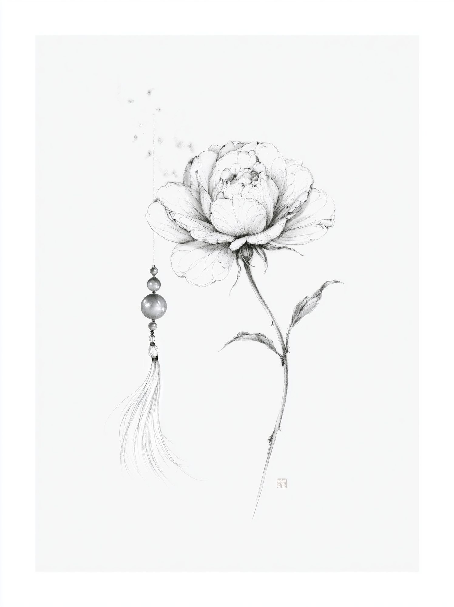 Peony Ink Blossom Print. poster detail