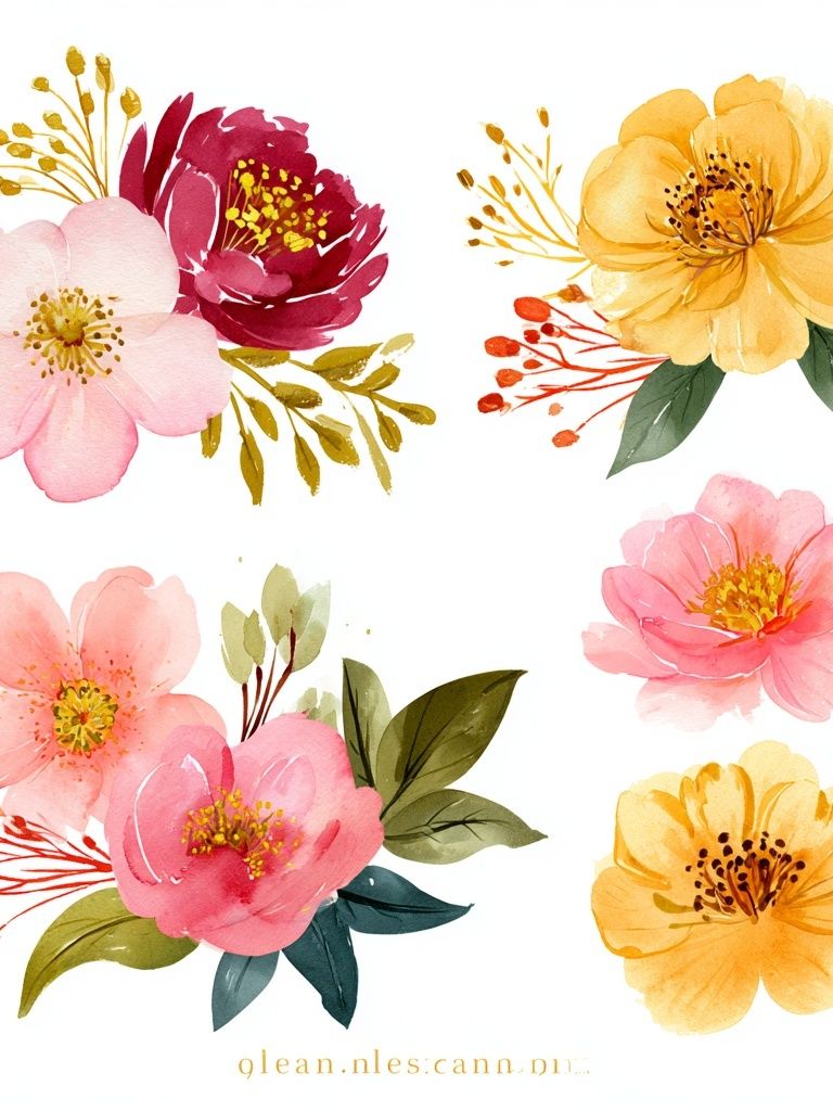 Watercolor Floral Bouquet Print. poster detail