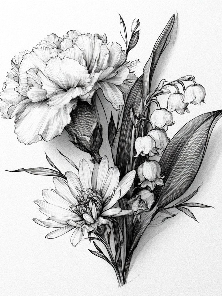Botanical Floral Sketch Print. poster detail
