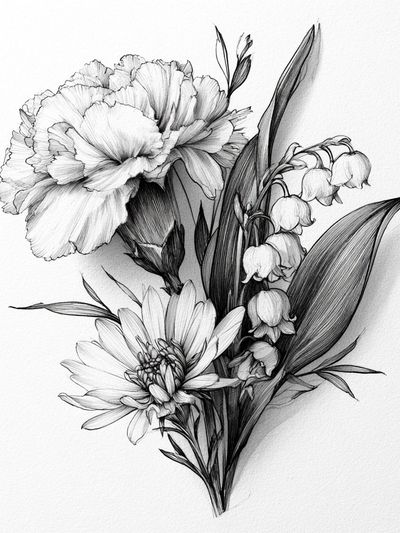 Botanical Floral Sketch Print. poster