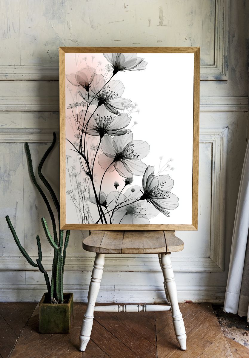 Delicate Blossom Botanical Print. room preview