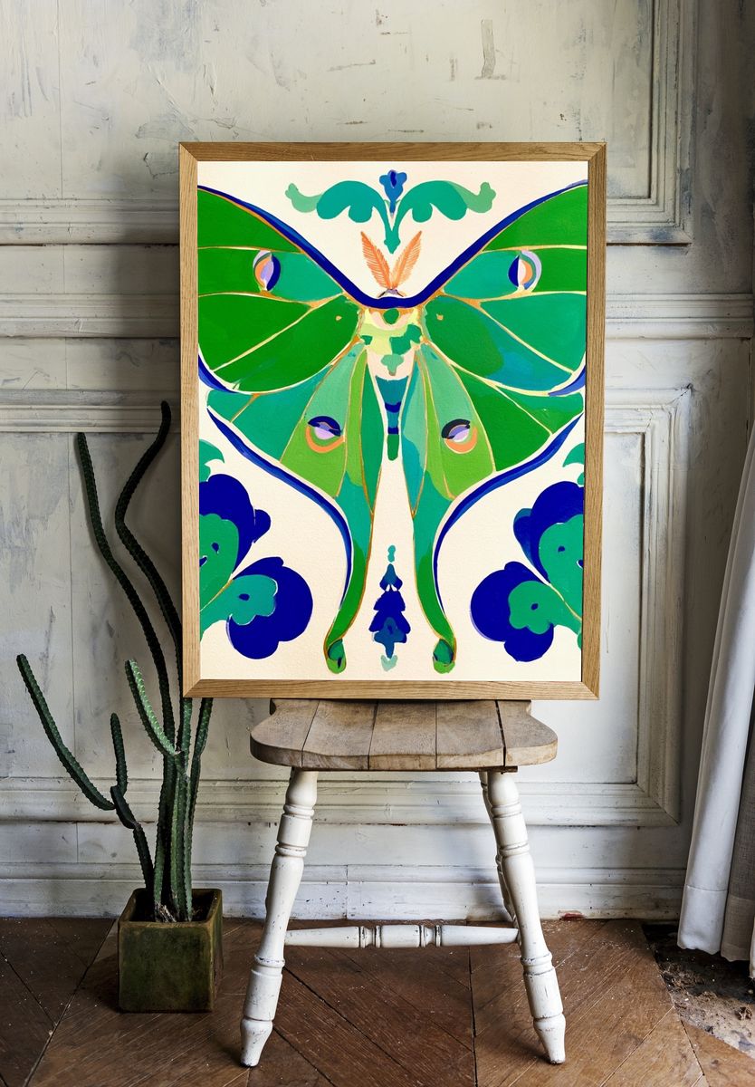 Moth Botanical Illustration Poster. — room view 1