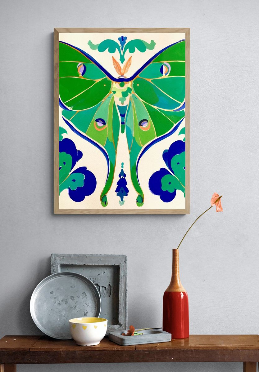 Moth Botanical Illustration Poster. — room view 3
