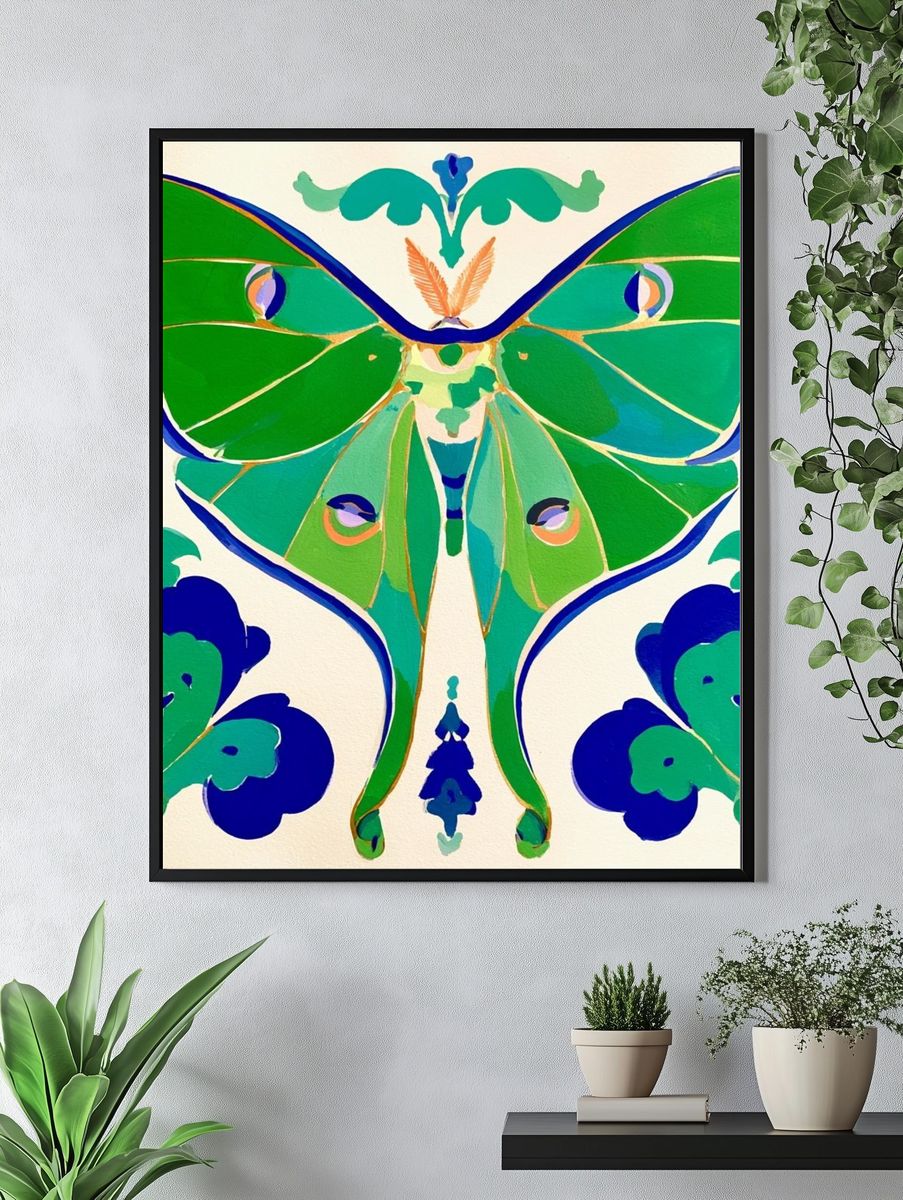 Moth Botanical Illustration Poster. — room view 4