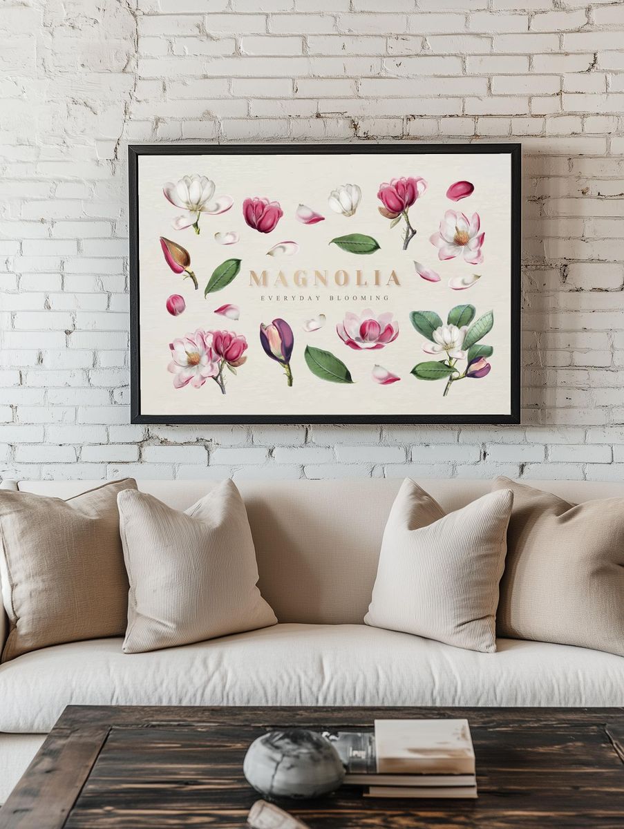 Floral Collage Vintage Print. room preview
