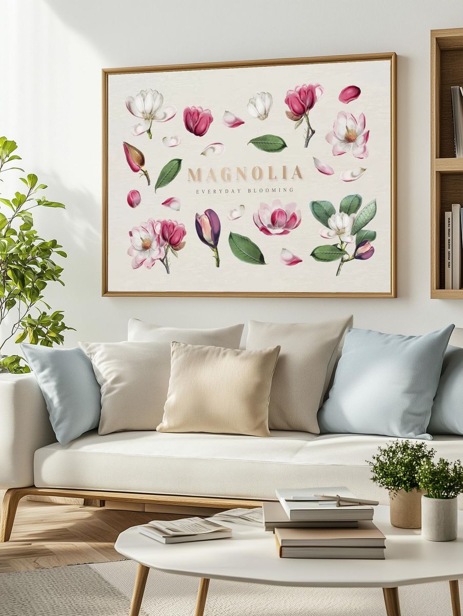 Floral Collage Vintage Print. — room view 2