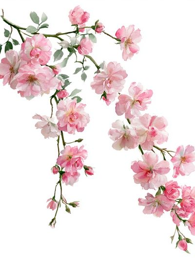 Pink Cherry Blossom Watercolor Print.