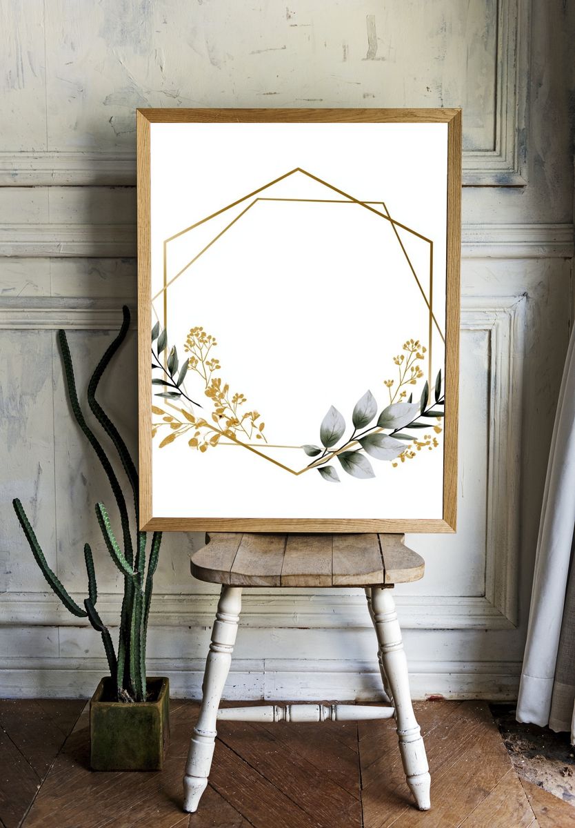 Golden Botanical Frame Poster. room preview