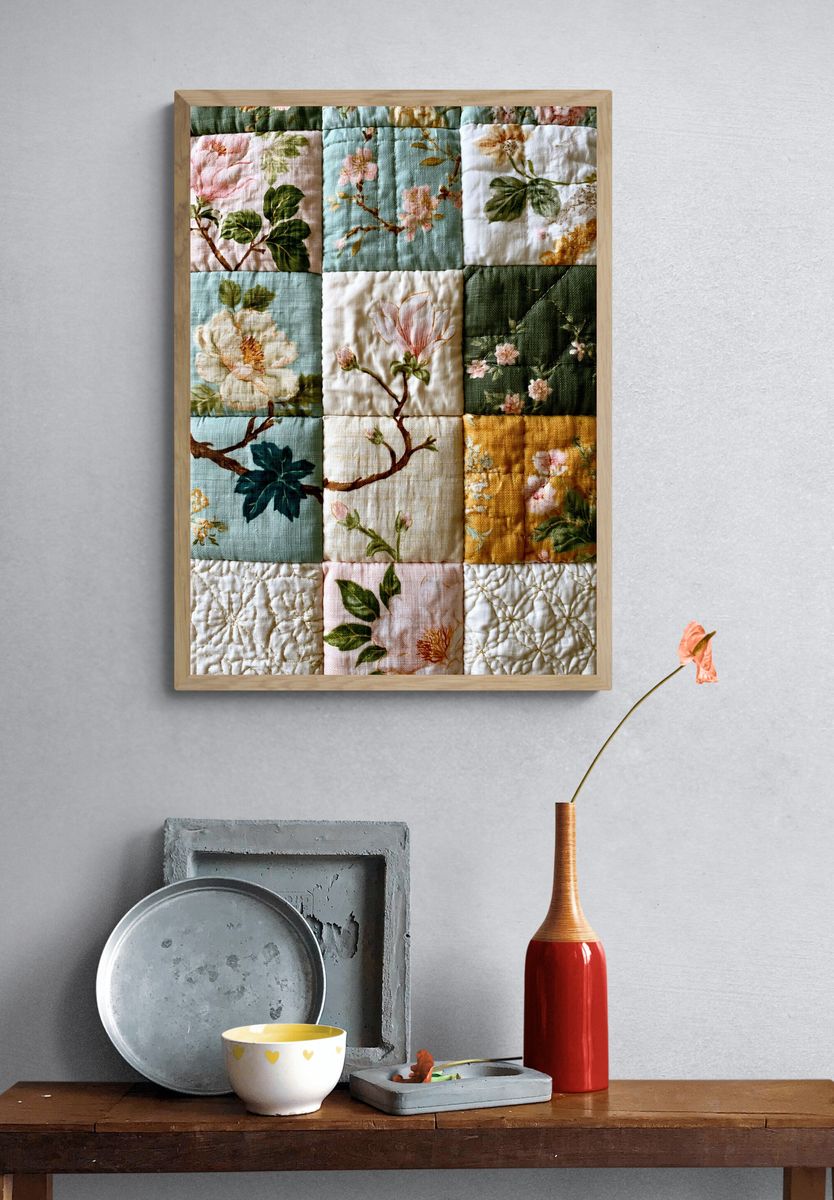 Floral Quilt Botanical Print. — room view 3